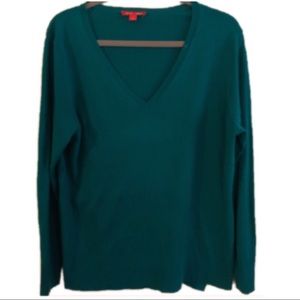 Roz & Ali Emerald Green V Neck Sweater